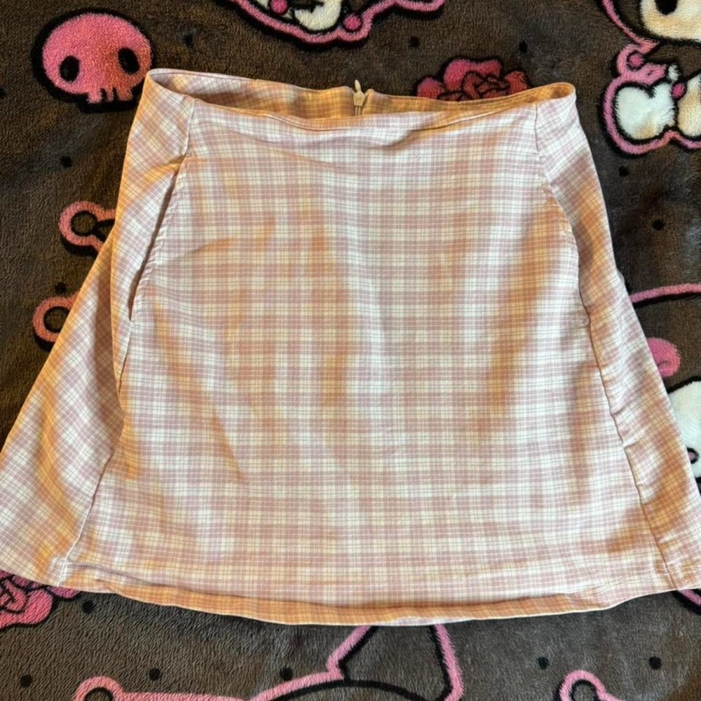 Altar'd State Pink Plaid Mini Skirt